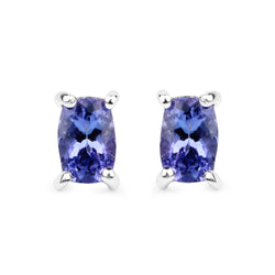 1.06 Carat Genuine Tanzanite .925 Sterling Silver Earrings