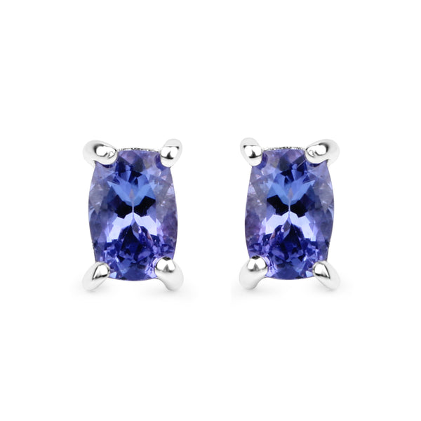 1.06 Carat Genuine Tanzanite .925 Sterling Silver Earrings