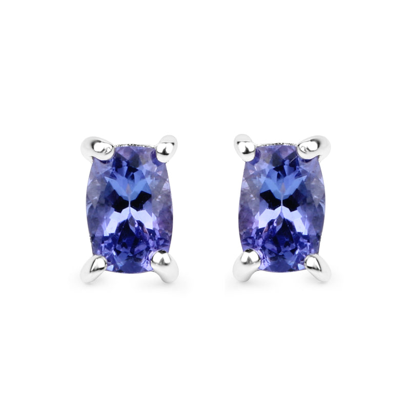 1.06 Carat Genuine Tanzanite .925 Sterling Silver Earrings