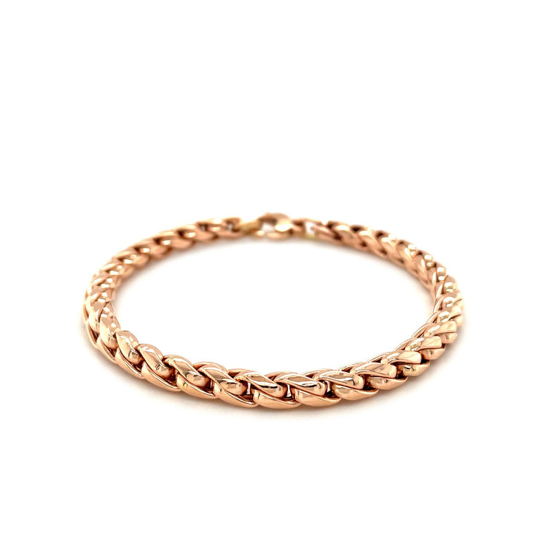 14k Rose Gold 7 1/2 inch Round Curb Chain Bracelet