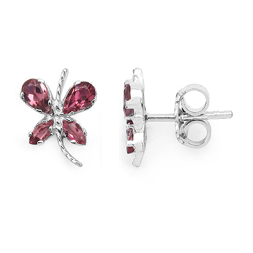 1.20 Carat Genuine Pink Tourmaline .925 Sterling Silver Earrings