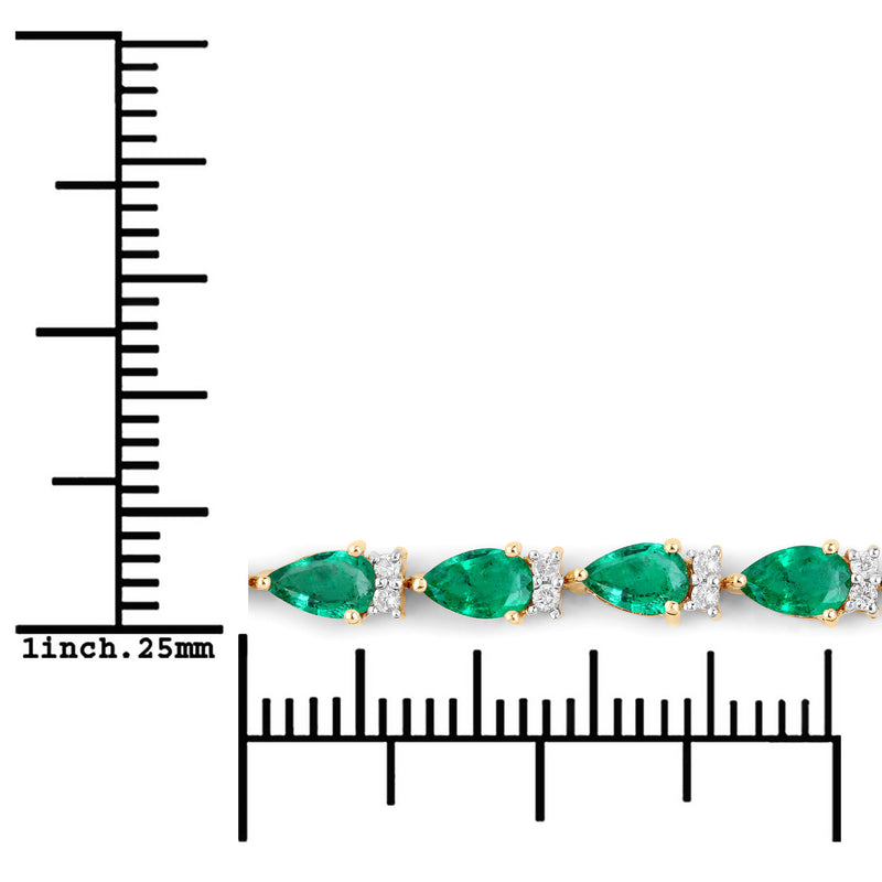 4.65 Carat Genuine Zambian Emerald and White Diamond 14K Yellow Gold Bracelet