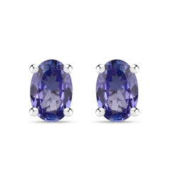 1.20 Carat Genuine Tanzanite .925 Sterling Silver Earrings