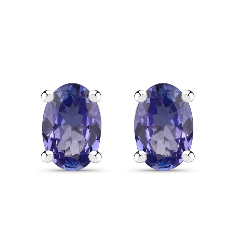 1.20 Carat Genuine Tanzanite .925 Sterling Silver Earrings