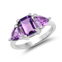 3.00 Carat Genuine Amethyst .925 Sterling Silver Ring