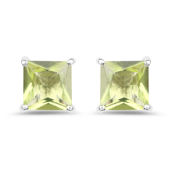 2.00 Carat Genuine Peridot .925 Sterling Silver Earrings