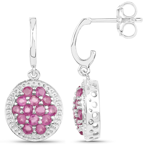 1.26 Carat Genuine Ruby .925 Sterling Silver Earrings