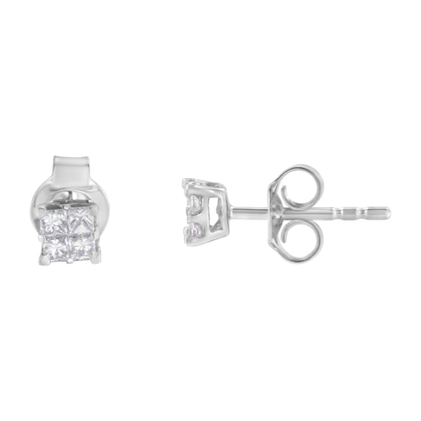 10KT White Gold Diamond Composite Stud Earring (1/4 cttw, H-I Color, I1-I2 Clarity)