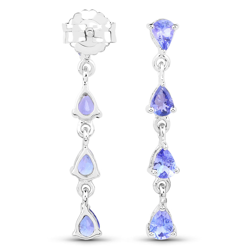 1.12 Carat Genuine Tanzanite .925 Sterling Silver Earrings