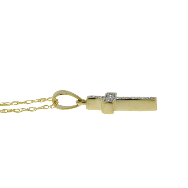 .05ct Diamond Cross Religious Pendant 14KT Yellow Gold