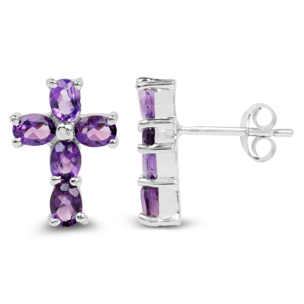 1.60 Carat Genuine Amethyst .925 Sterling Silver Earrings