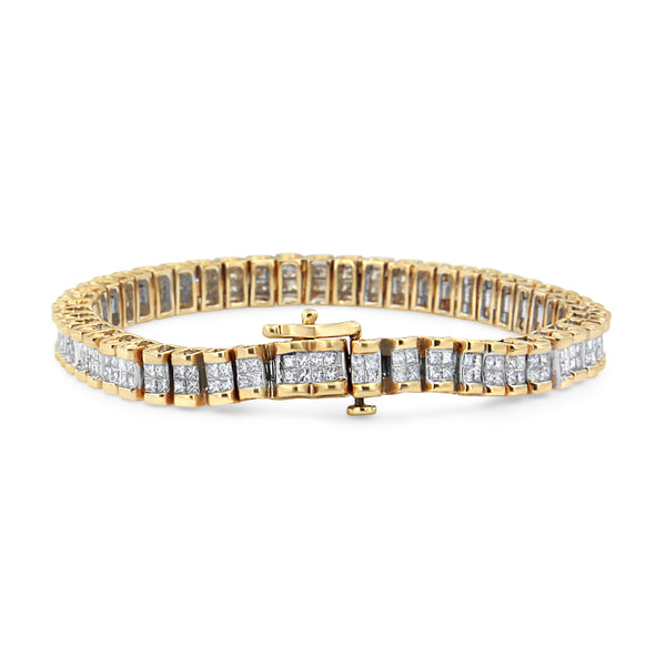 14k Yellow Gold 3ct TDW Diamond Tennis Bracelet (H-I SI1-SI2)