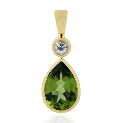 3.2ct Peridot Charm Pendant 18k Yellow Gold Sapphire Jewelry