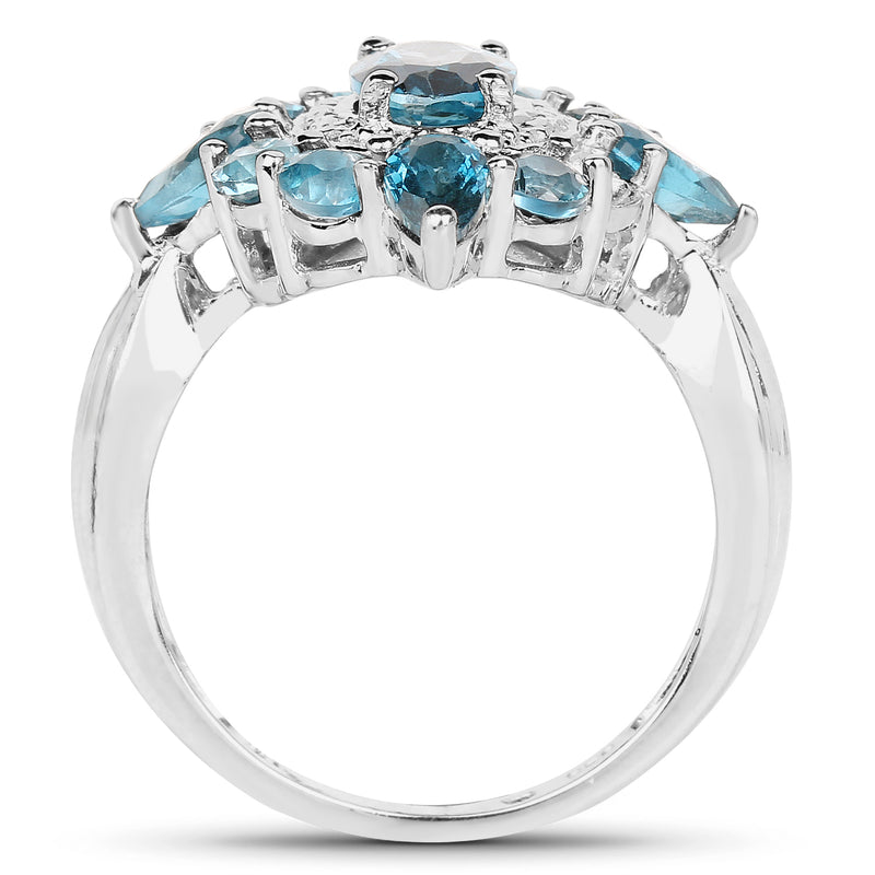 2.99 Carat Genuine London Blue Topaz .925 Sterling Silver Ring