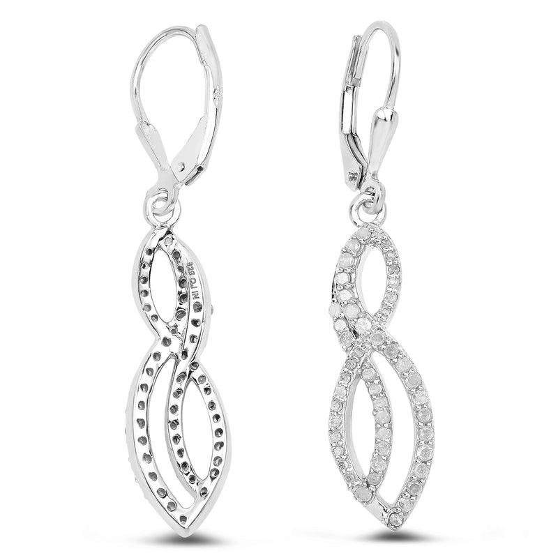 0.35 Carat Genuine White Diamond .925 Sterling Silver Earrings