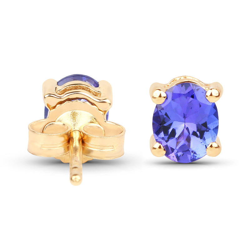 0.70 Carat Genuine Tanzanite 14K Yellow Gold Earrings