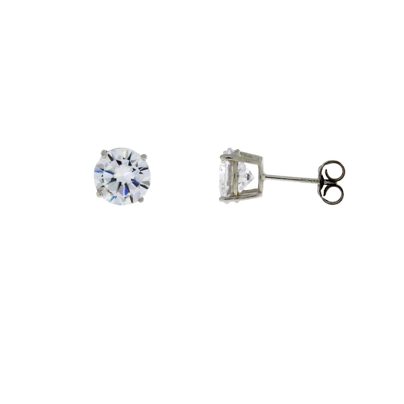 Genuine Cubic Zirconium Stud Earrings Sterling Silver