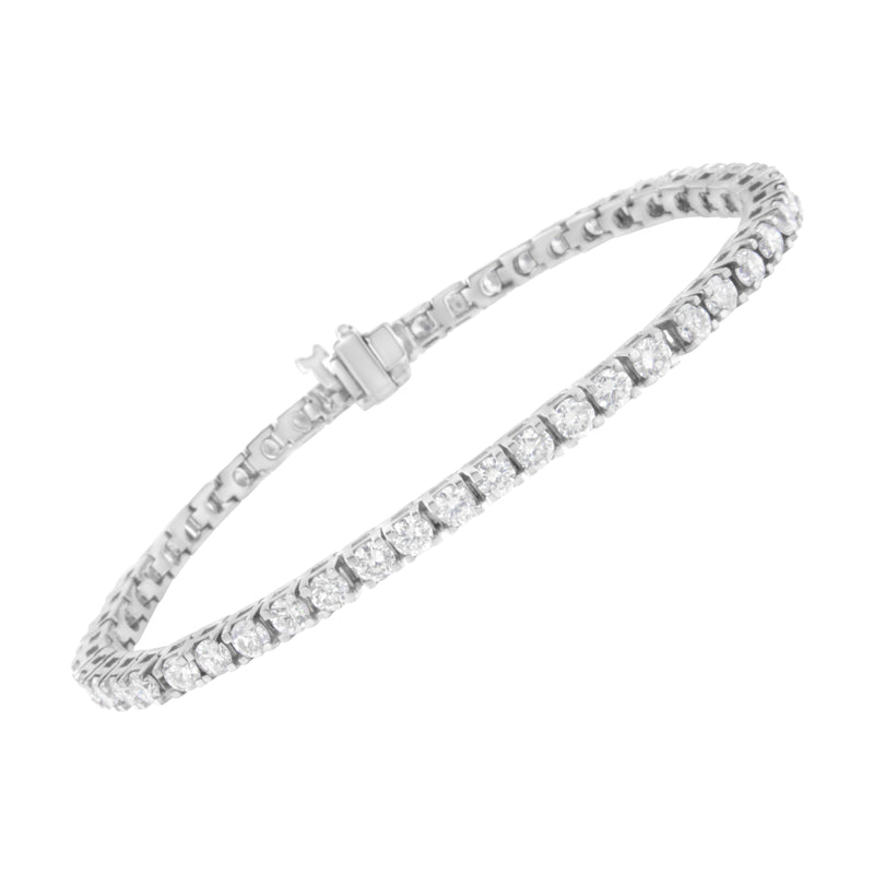 IGI Certified 5-3/4 Cttw Round-Brilliant Diamond 14K White Gold 7” Hinged Tennis Bracelet (H-I Color, I1-I2 Clarity)