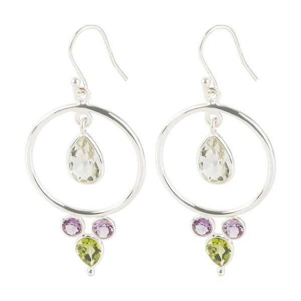 925 sterling silver with natural Green Amethyst Pear dangle Earring for women