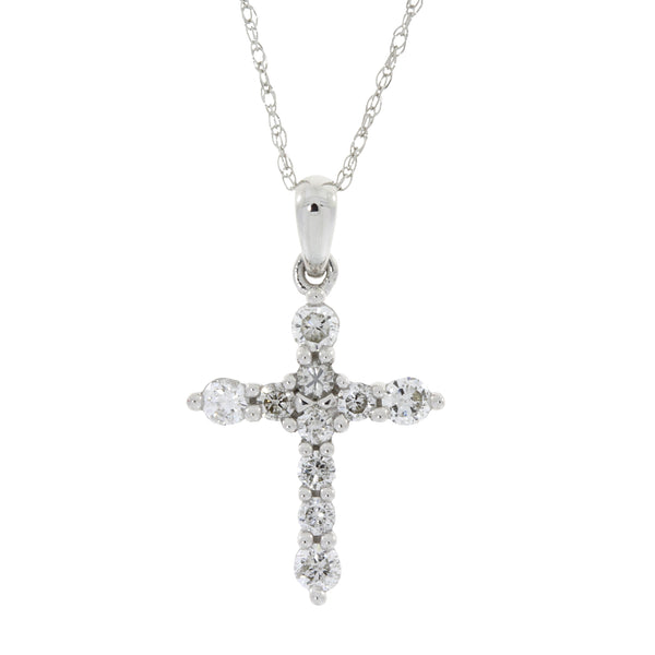 .35ct Diamond Cross Religious Pendant 14KT White Gold