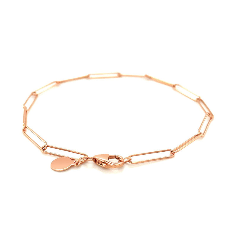 14k Rose Gold Wire Paperclip Bracelet (2.7mm)