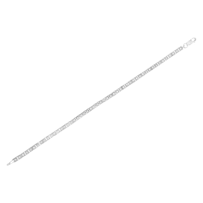 .925 Sterling Silver 1.0 Cttw Diamond Square Hybrid Link 7" Tennis Bracelet (I-J Color, I2-I3 Clarity)