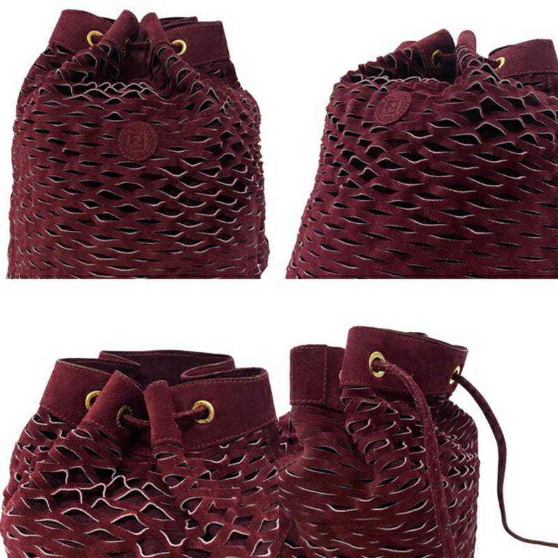 Fendi Backpack Bordeaux 228-257430-049 Suede FENDI Mesh AmiAmi Ladies Red