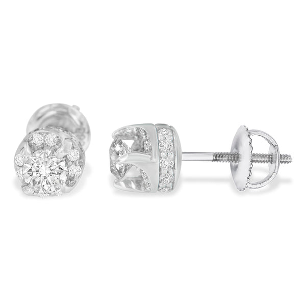 14K White Gold 1ct TDW Diamond Stud Earrings (I-JI1-I2)