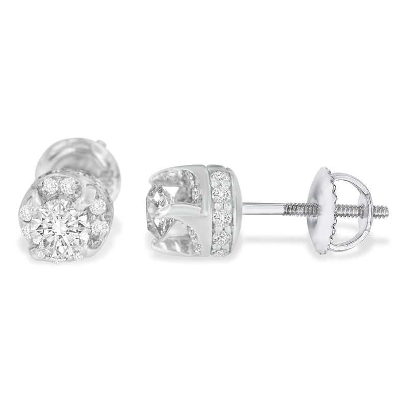 14K White Gold 1ct TDW Diamond Stud Earrings (I-JI1-I2)