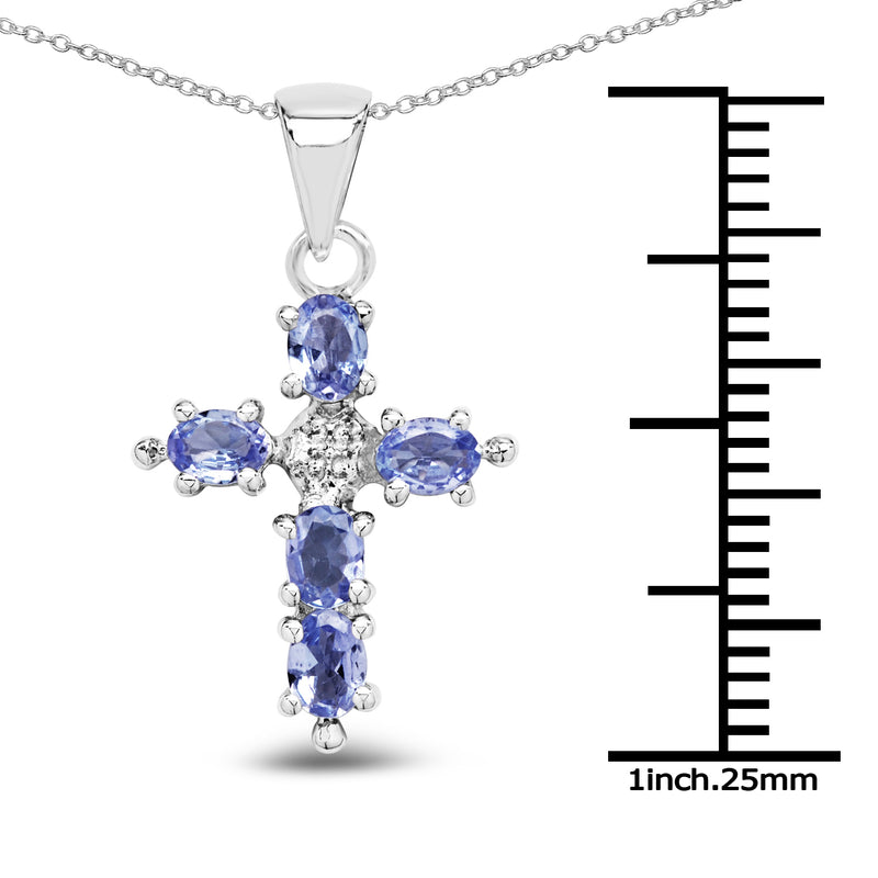 0.85 Carat Genuine Tanzanite .925 Sterling Silver Pendant