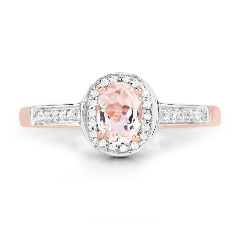 0.81 Carat Genuine Morganite and White Topaz .925 Sterling Silver Ring