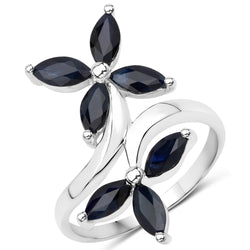 1.75 Carat Genuine Black Blue Sapphire .925 Sterling Silver Ring