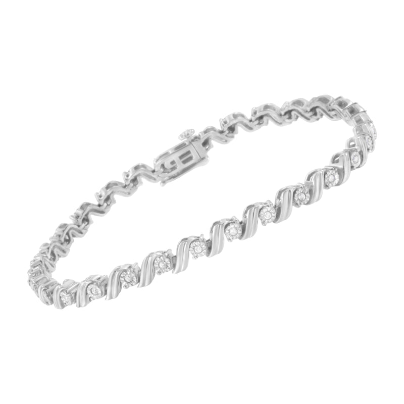 .925 Sterling Silver 1/4 Cttw Diamond Miracle-Set 7" Tennis Bracelet (I-J Color, I3 Clarity)