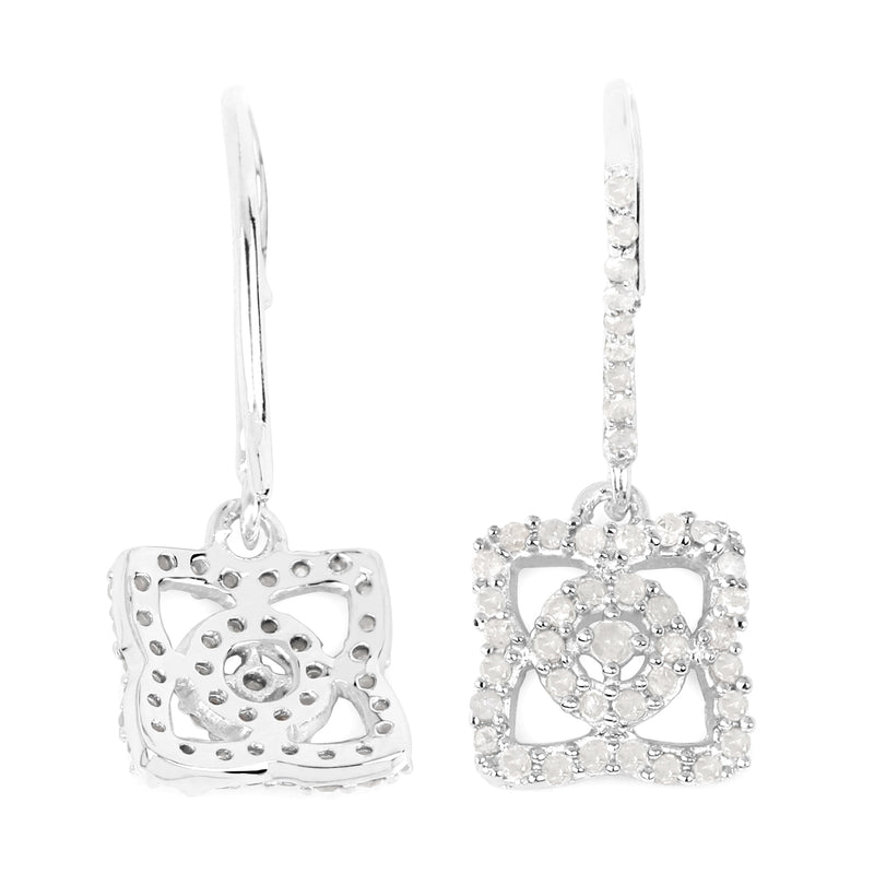 0.56 Carat Genuine White Diamond .925 Sterling Silver Earrings