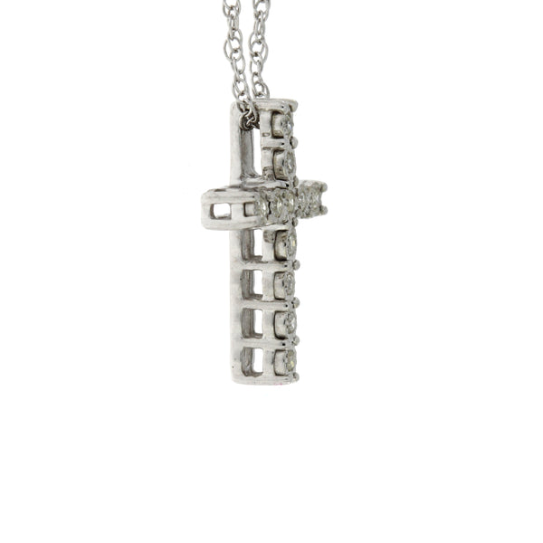 .10ct Diamond Cross Religious Pendant Sterling Silver