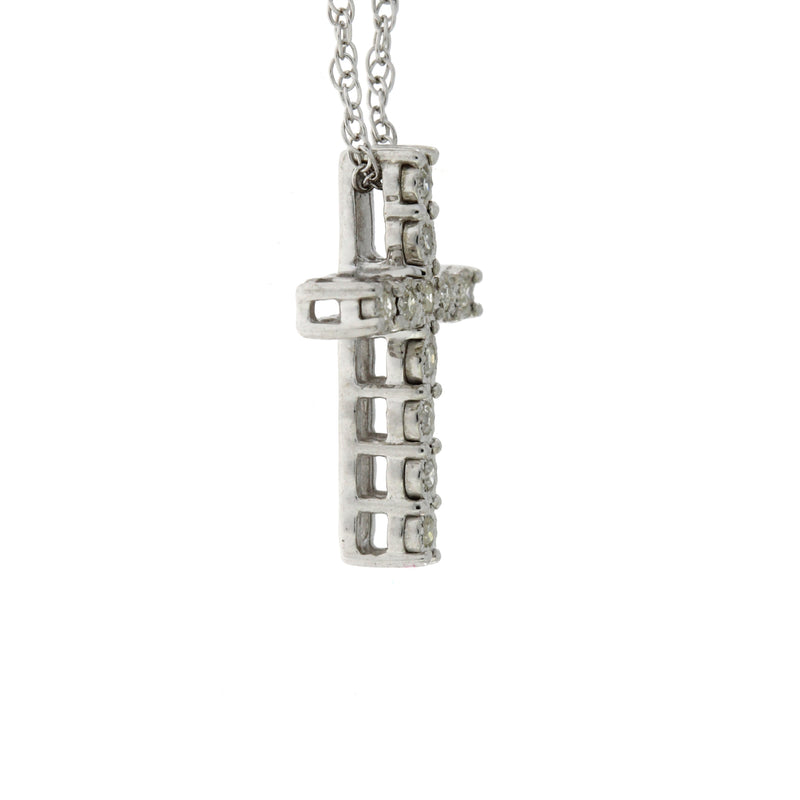 .10ct Diamond Cross Religious Pendant Sterling Silver