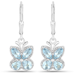 2.60 Carat Genuine Blue Topaz .925 Sterling Silver Earrings