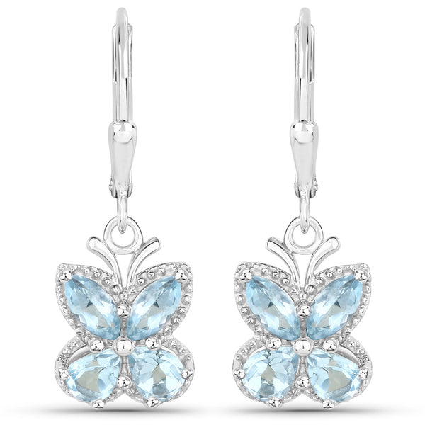 2.60 Carat Genuine Blue Topaz .925 Sterling Silver Earrings