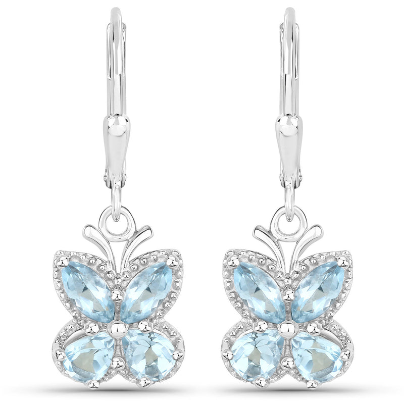 2.60 Carat Genuine Blue Topaz .925 Sterling Silver Earrings