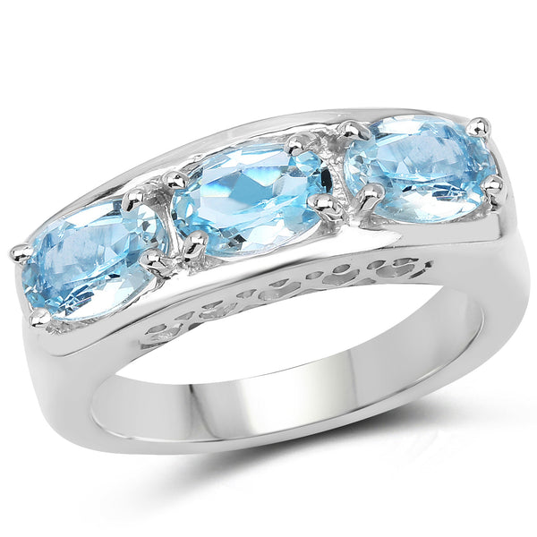 2.85 Carat Genuine Blue Topaz .925 Sterling Silver Ring
