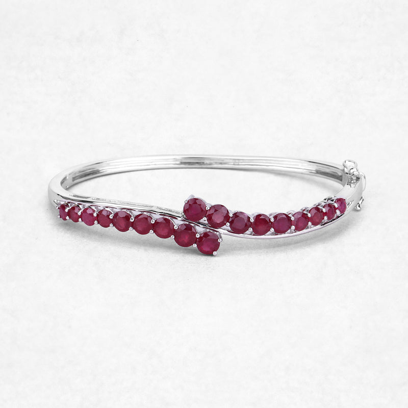 7.48 Carat Glass Filled Ruby Sterling Silver Bangle