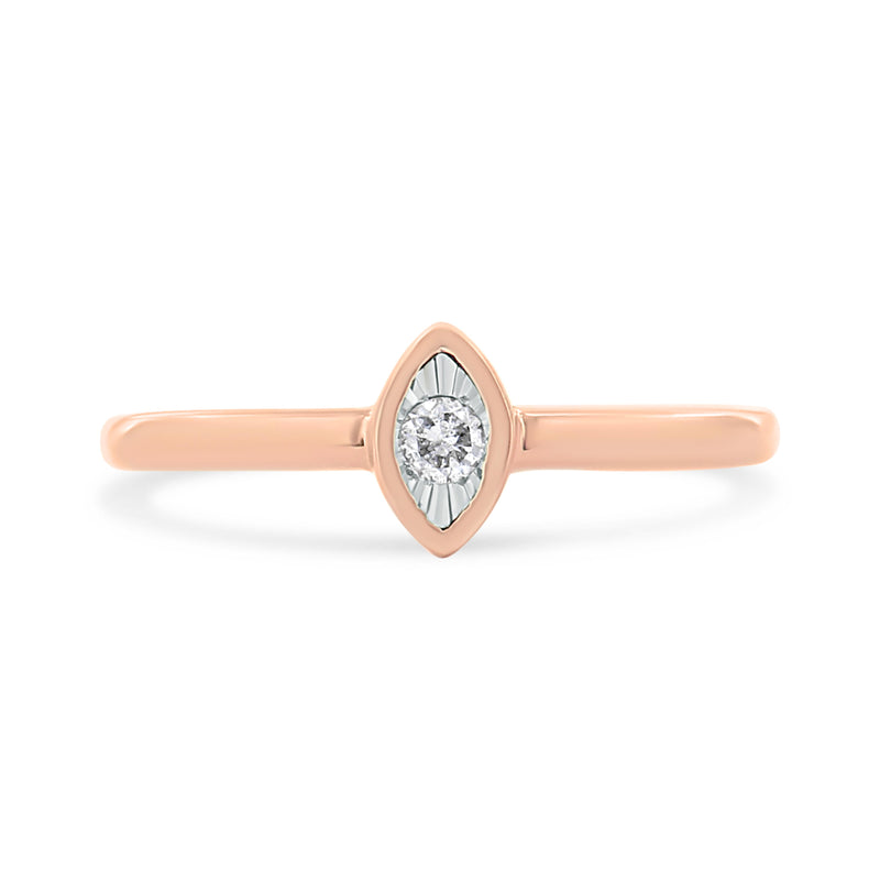 14K Rose Gold Plated .925 Sterling Silver Miracle Set Diamond Accent Pear Shape Promise Ring (J-K Color, I1-I2 Clarity) - Size 6