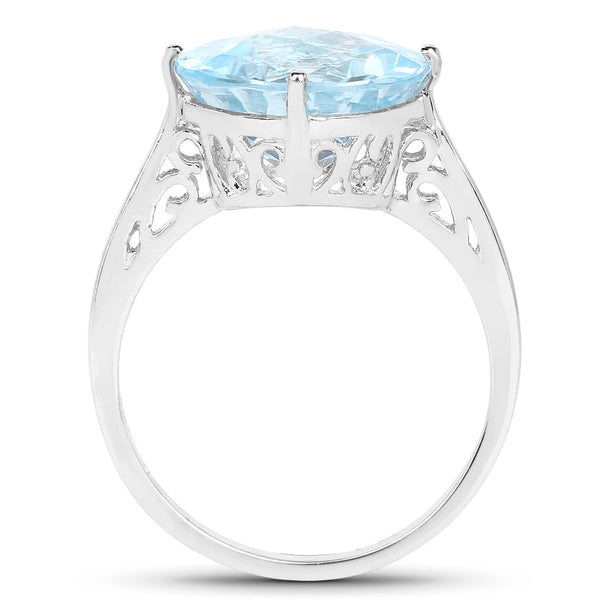 6.50 Carat Genuine Blue Topaz .925 Sterling Silver Ring