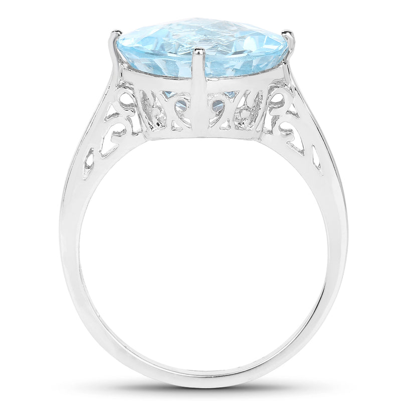 6.50 Carat Genuine Blue Topaz .925 Sterling Silver Ring