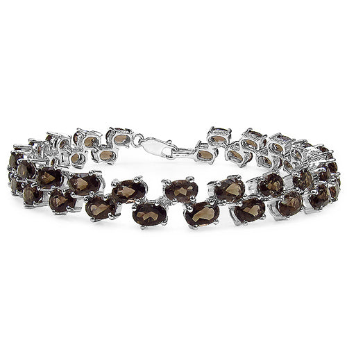 20.24 Carat Genuine Smoky Quartz .925 Sterling Silver Bracelet