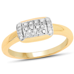 14K Yellow Gold Plated 0.12 Carat Genuine White Diamond .925 Sterling Silver Ring