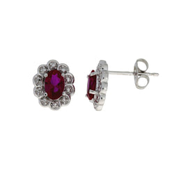 Genuine Created Ruby Earrings Sterling Silver