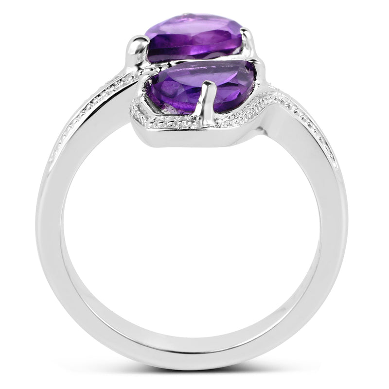 2.30 Carat Genuine Amethyst .925 Sterling Silver Ring