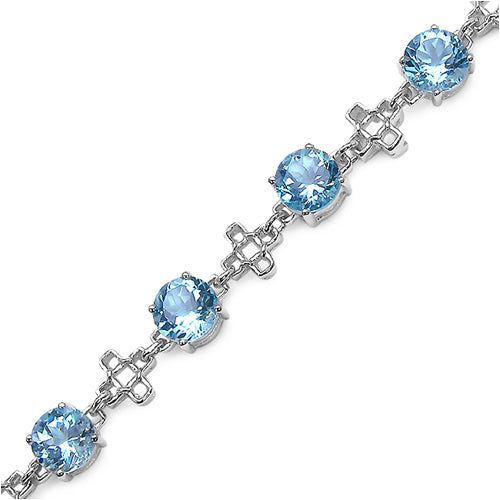 16.00 Carat Genuine Blue Topaz .925 Sterling Silver Bracelet