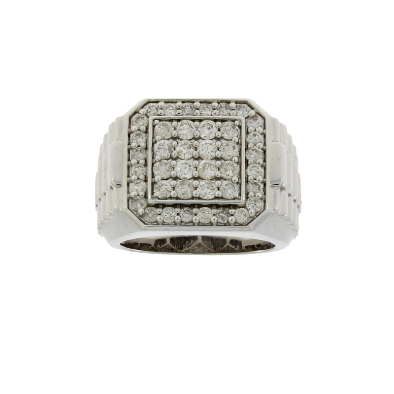 Genuine 2.00ct Diamond Mens Ring 10KT White Gold